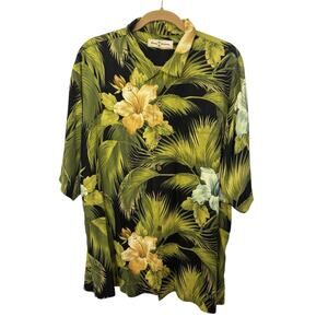 Tommy Bahama 100% Silk Special Rum Camp Hawaii Shirt XL Green Floral